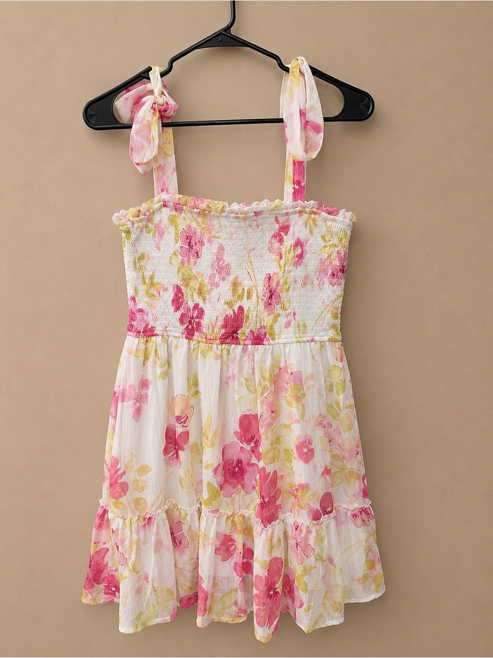 Trixxi White Sundress with Pink & Yellow Floral Print
